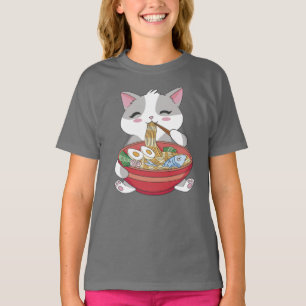 Camiseta Ramen Engraçado De Gato