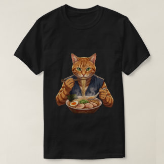 Camiseta Ramen Estético Gato Arte Gráfica Pop Japonesa