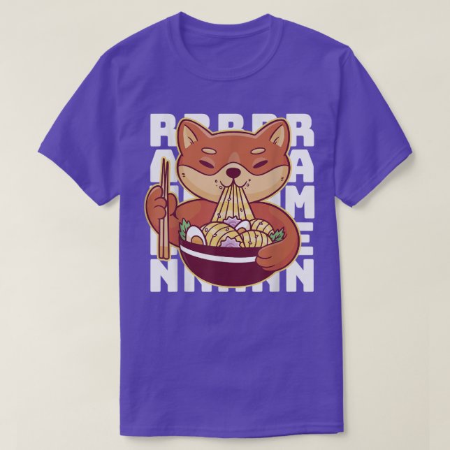 Camiseta Ramen - Fox Eating Ramen Noodles (Frente do Design)