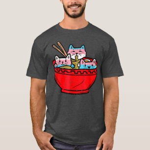 Camiseta Ramen Gatos Transgênero Bandeira do Orgulho Trans 