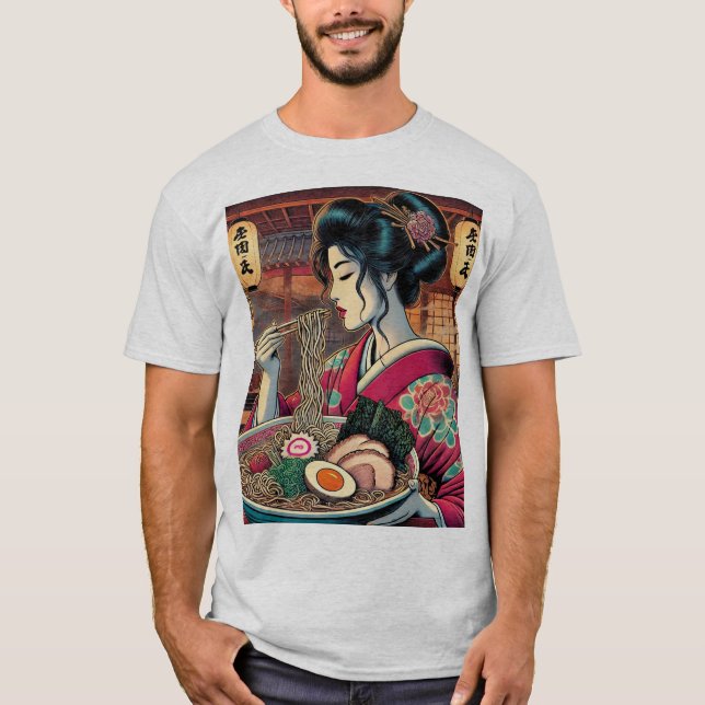 Camiseta Ramen & Geisha - Ukiyo-e Style Art" (Frente)