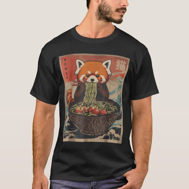Camiseta Ramen Japanese Graphic Tees Red Panda Anime Shirts (Frente)