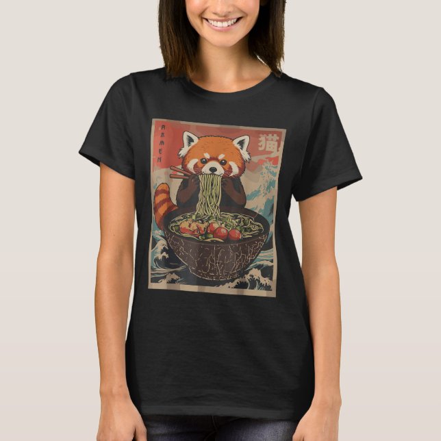 Camiseta Ramen Japanese Graphic Tees Red Panda Anime Shirts (Frente)