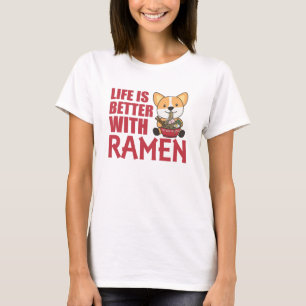 Camiseta Ramen Japanese Noodles Sweet Corgi Eats Ramen