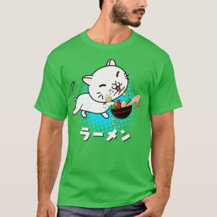 Camiseta Ramen Japonês Noodles Soup Kawaii Cat