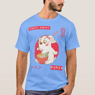 Camiseta Ramen Japonês Noodles Sweet Dog Engraçados Com F