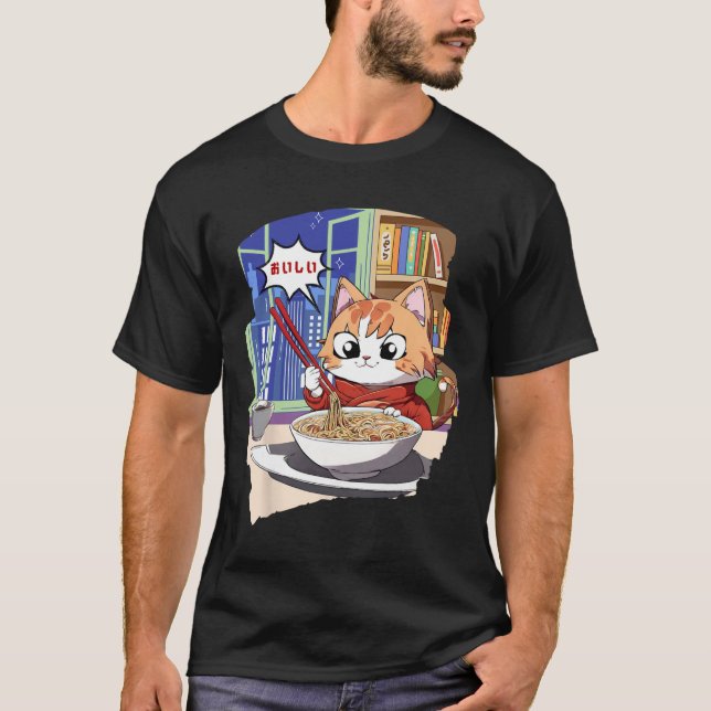 Camiseta Ramen Kawaii Cat Anime (Frente)