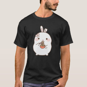 Camiseta Ramen Kawaii Cony Coelho Comendo Ramen Cute Graphi