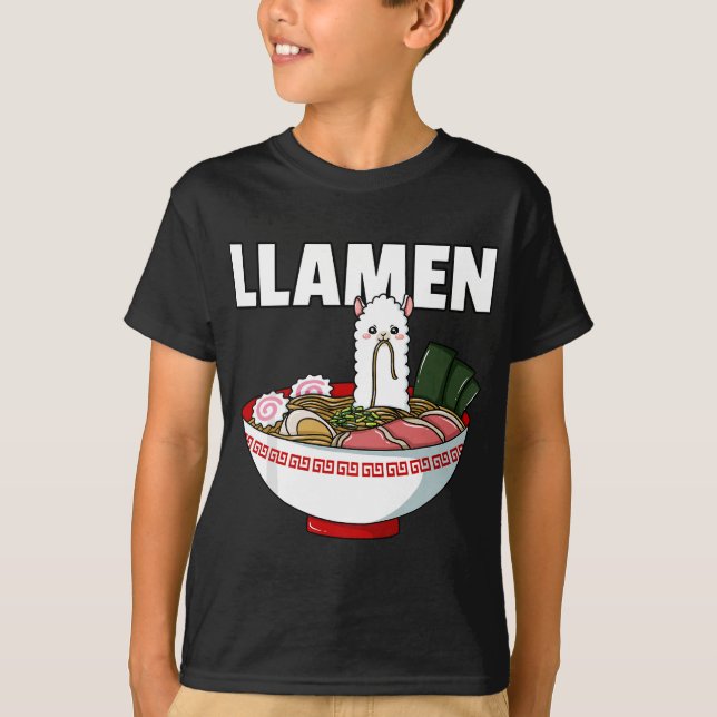 Camiseta Ramen Llama Noodle Llamen Japonês Taça Miso (Frente)