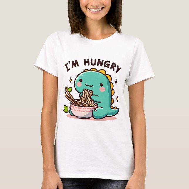 Camiseta Ramen-Loving Dino: Um Coração Fome (Frente)