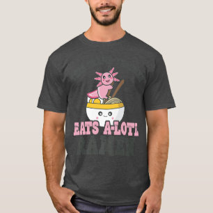 Camiseta Ramen Loving Drama Professora Cute Axolotl Comendo