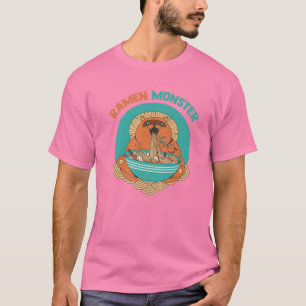 Camiseta Ramen Monster - Animais Animes - Gato Japonês Aes
