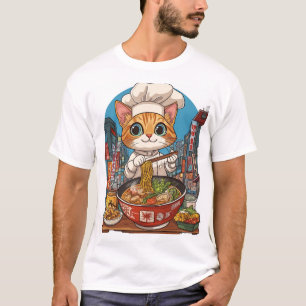 Camiseta Ramen Neko � Comida Anime Gato Chef Engraçado