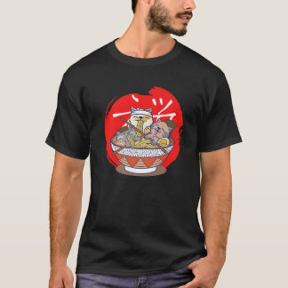 Camiseta Ramen Noodle Anime Kawaii Gatos Comendo Ramen