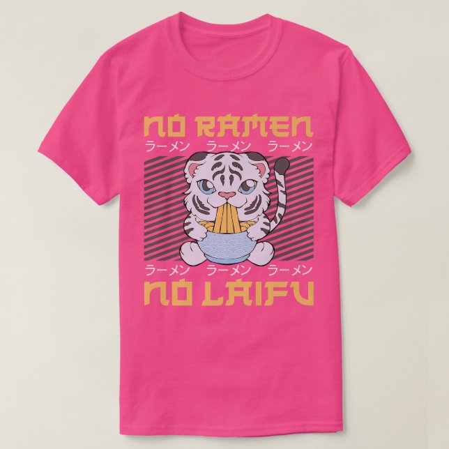 Camiseta Ramen Noodle Bowl Ama Japonês Kawaii Tiger No Ra (Frente do Design)