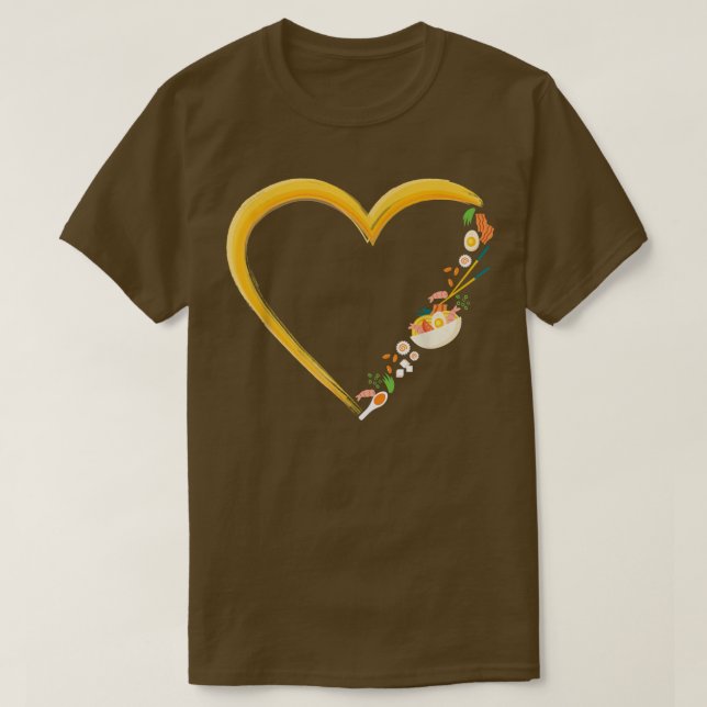 Camiseta Ramen Noodle Bowl Love Japanese Kawaii Heart  (Frente do Design)