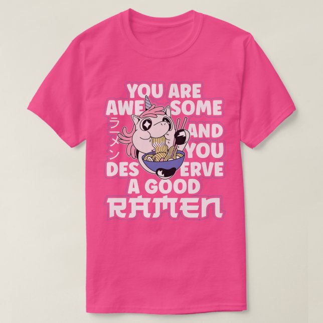 Camiseta Ramen Noodle Bowl Love Japanese Kawaii Unicorn You (Frente do Design)