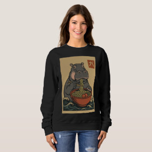 Camiseta Ramen Noodle Eating: Camisola feminina de Hippo