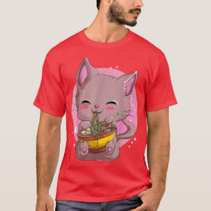 Camiseta Ramen Noodles BowlWomen Girls, Cute Kawaii Neko Ca