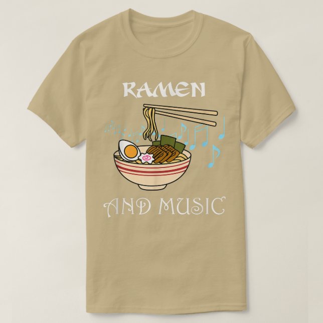 Camiseta Ramen Noodles e Music Notes Comida Japonesa (Frente do Design)