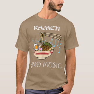 Camiseta Ramen Noodles e Music Notes Comida Japonesa