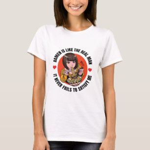Camiseta Ramen Sempre Satisfaz As Mulheres Brancas