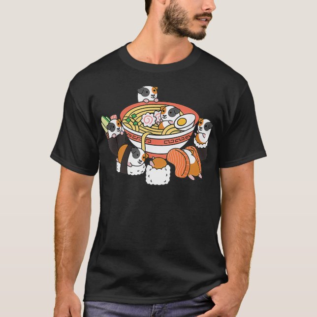 Camiseta Ramen Sushi Guiné Pig Pet  (Frente)