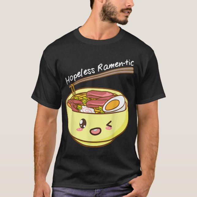 Camiseta Ramentic Kawaii Bowl sem esperança de Ramen e Chop (Frente)