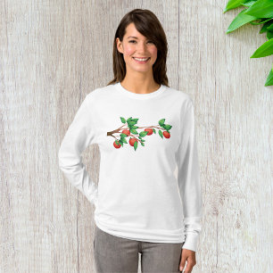 Camiseta Ramificação de Árvore da Apple Vermelha, Fruta fre