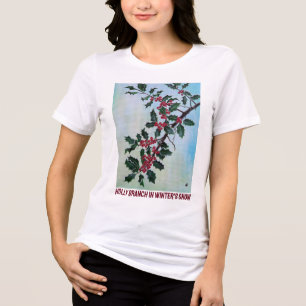 Camiseta Ramo de Azevinho na Neve do Inverno por Alfred Fox