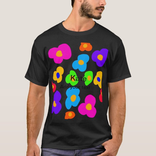 Camiseta Ramo de flor de arco-íris amor adicionar nome text (Frente)