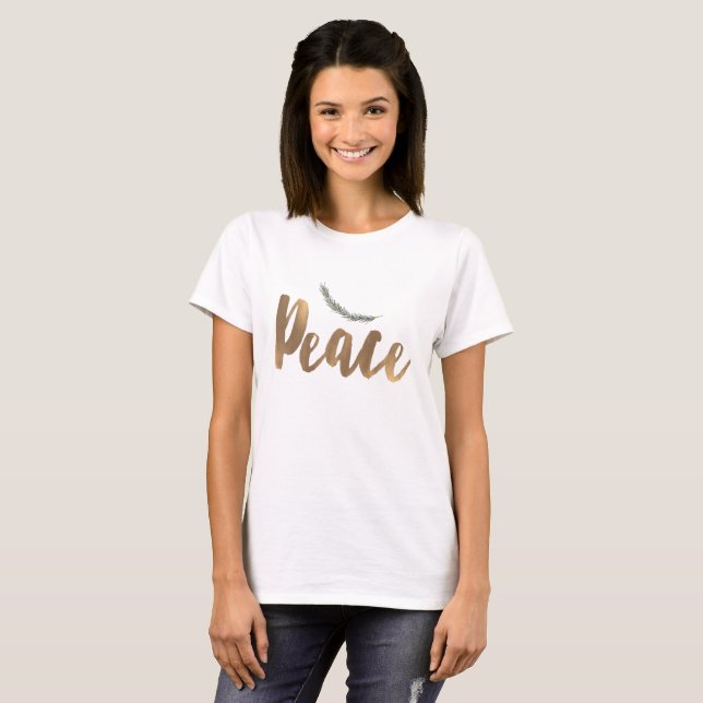 Camiseta Ramo de Paz de Férias Botânico Pinheiro Rústico Do (Frente Completa)