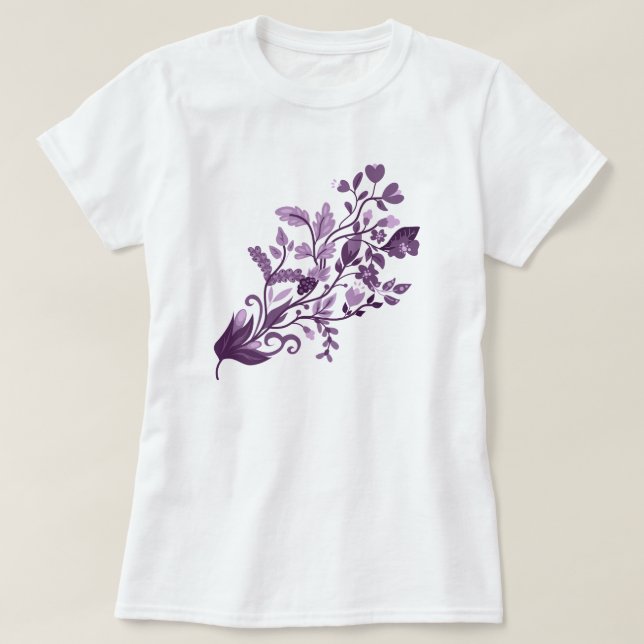 Camiseta Ramo floral roxo (Frente do Design)