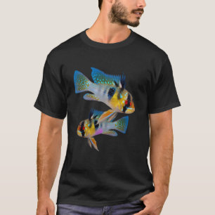 Camiseta Rams Azuis Alemães Cichlids Aquarium Fish Art