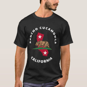 Camiseta Rancho Cucamonga California CA Flag e Bear Crachá