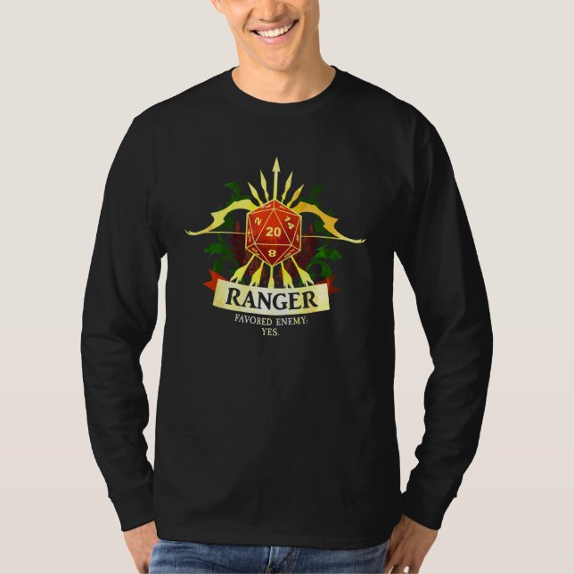 Camiseta Ranger Classe D20 Tabletop Dungeons Dragões RPG (Frente)