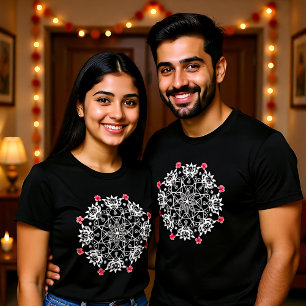 Camiseta Rangoli branco com hibisco