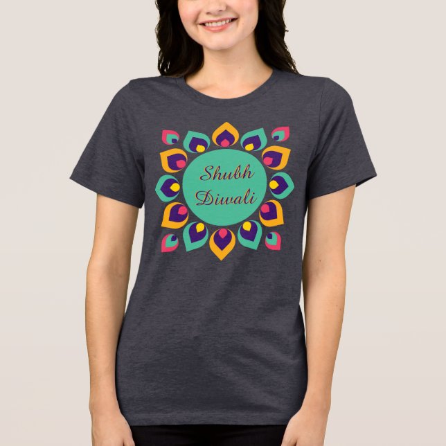 Camiseta Rangoli de Deepa de Diwali Contemporâneo (Frente)