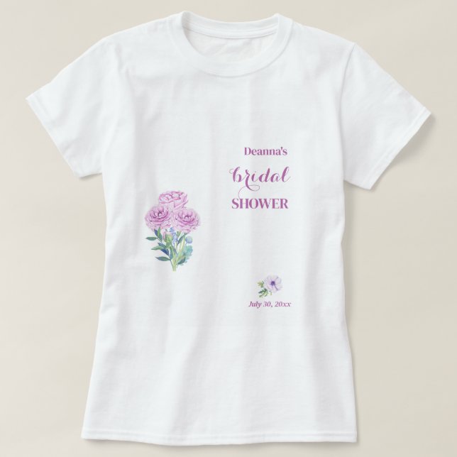 Camiseta Ranunculus Chuveiro de Noiva Totalmente Personaliz (Frente do Design)