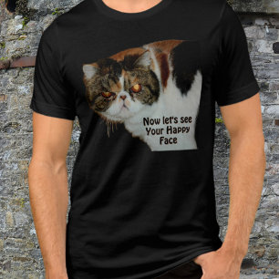 Camiseta Ranzinza Gato Mal-Humorado Não tão Feliz Divertido