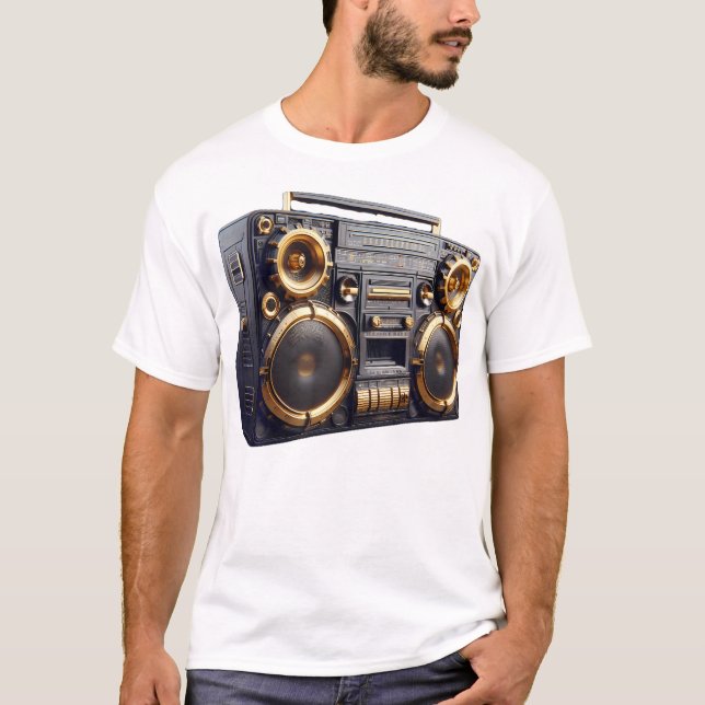 Camiseta Rap De Escola Dourada Do Ghetto Blaster 90 (Frente)