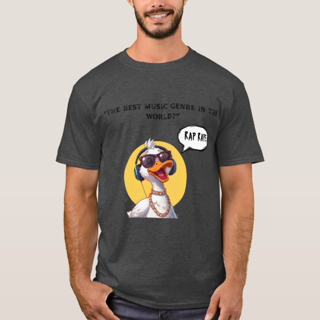 Camiseta Rap Rap Duck HipHop DJ Cartoon with Headphones boy (Frente)