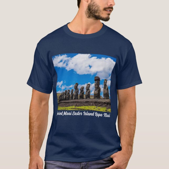 Camiseta Rapa Nui, antiga Ilha de Páscoa Moai (Frente)