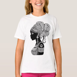 Camiseta Rapariga africana Retrato Tribal Tatuagem