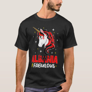 Camiseta Rapariga Albânia Bandeira Mulheres Unicórnio