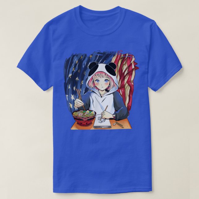 Camiseta Rapariga Americana de Animação Patriótica Desenhan (Frente do Design)