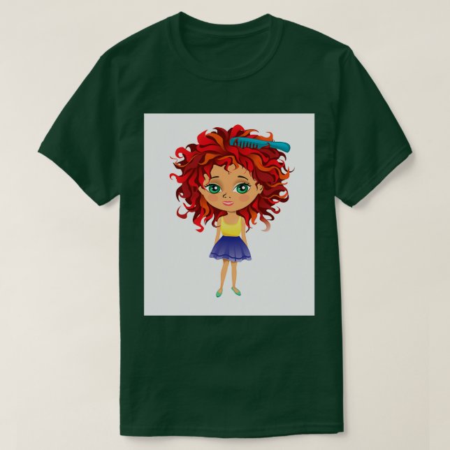 Camiseta Rapariga avermelhada com pincel de cabelo (Frente do Design)