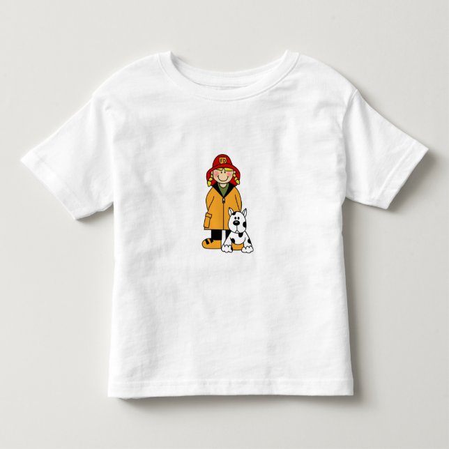 Camiseta Rapariga Bombeiro com Dalmation (Frente)