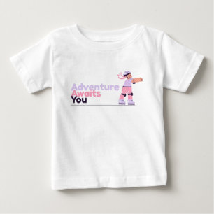 Camiseta Rapariga Brincando com Skates Rosa