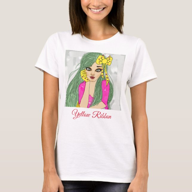 Camiseta Rapariga com Camisa-Fita Amarela (Frente)
